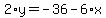 2%2Ay=-36-6%2Ax