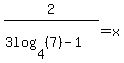 2%2F%283log%284%2C+%287%29%29+-+1%29+=+x