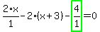 2%2F1%2Ax-2%2A%28x%2B3%29-highlight_green%28+4%2F1+%29=0