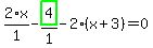 2%2F1%2Ax-highlight_green%28+4+%29%2F1-2%2A%28x%2B3%29=0