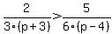 2%2F3%28p%2B3%29+%3E+5%2F6%28p-4%29
