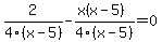 2%2F4%28x-5%29-%28x%28x-5%29%29%2F4%28x-5%29=0