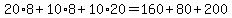 20%2A8+%2B+10%2A8+%2B+10%2A20+=+160+%2B+80+%2B+200