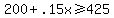 200%2B.15x%3E=425