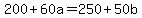 200+%2B+60a+=+250+%2B+50b