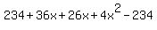 234+36x+26x+4x^2-234