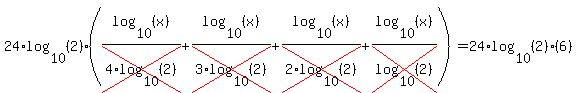 24%2Alog%2810%2C%282%29%29%2A%28log%2810%2C%28x%29%29%2Fcross%284%2Alog%2810%2C%282%29%29%29%2Blog%2810%2C%28x%29%29%2Fcross%283%2Alog%2810%2C%282%29%29%29%2Blog%2810%2C%28x%29%29%2Fcross%282%2Alog%2810%2C%282%29%29%29%2Blog%2810%2C%28x%29%29%2Fcross%28log%2810%2C%282%29%29%29%29+=24%2Alog%2810%2C%282%29%29%2A%286%29