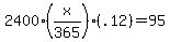 2400(x/365)(.12)=95