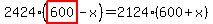2424%2A%28highlight_red%28+600+%29-x%29=2124%2A%28600%2Bx%29