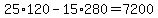 25%2A120-15%2A280=7200