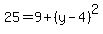25=9%2B%28y-4%29%5E2