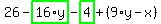 26-highlight_green%28+16%2Ay+%29-highlight_green%28+4+%29%2B%289%2Ay-x%29