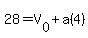 28=V[0]+a(4)