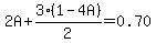 2A+3(1-4A)/2=0.70