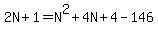 2N%2B1=N%5E2%2B4N%2B4-146