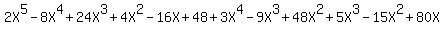 2X%5E5-8X%5E4%2B24X%5E3%2B4X%5E2-16X%2B48%2B3X%5E4-9X%5E3%2B48X%5E2%2B5X%5E3-15X%5E2%2B80X