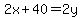 2x+40=2y