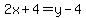 2x+%2B+4+=+y+-+4