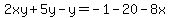 2xy%2B5y-y=-1-20-8x
