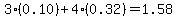3%280.10%29%2B4%280.32%29=1.58