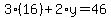 3%2816%29%2B2%2Ay=46