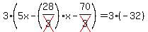 3(5x-(28/cross(3))x-70/cross(3))=3(-32)