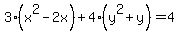3%28x%5E2-2x%29%2B4%28y%5E2%2By%29=4