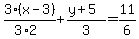 3%2A%28x-3%29%2F%283%2A2%29+%2B+%28y%2B5%29%2F3+=+11%2F6