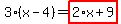 3%2A%28x-4%29=highlight_red%28+2%2Ax%2B9+%29