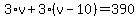 3%2Av+%2B+3%2A%28v-10%29+=+390