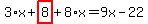 3%2Ax%2Bhighlight_red%28+8+%29%2B8%2Ax=9x-22