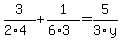 3%2F%282%2A4%29+%2B+1%2F%286%2A3%29+=+5%2F3y++