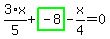 3%2F5%2Ax%2Bhighlight_green%28+-8+%29-x%2F4=0