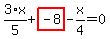 3%2F5%2Ax%2Bhighlight_red%28+-8+%29-x%2F4=0