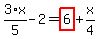3%2F5%2Ax-2=highlight_red%28+6+%29%2Bx%2F4