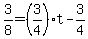 3%2F8+=+%283%2F4%29t+-+3%2F4
