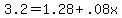 3.2+=+1.28+%2B+.08x