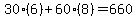30(6)+60(8)=660