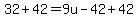 32+%2B42+=+9u+-42+%2B+42+