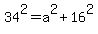 34%5E2=a%5E2%2B16%5E2
