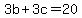 3b+%2B+3c+=+20