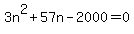3n%5E2%2B57n-2000=0