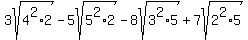 3sqrt(4^2*2) - 5sqrt(5^2*2) - 8sqrt(3^2*5) + 7sqrt(2^2*5)