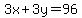3x%2B3y=96