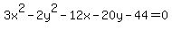 3x%5E2+-+2y%5E2+-+12x+-+20y+-+44+=+0