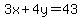 3x+%2B+4y+=+43