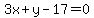 3x+%2B+y+-+17+=+0