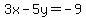 3x+-+5y+=+-9