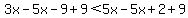3x-5x-9%2B9%3C5x-5x%2B2%2B9