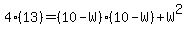 4(13)=(10-W)(10-W)+W^2